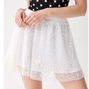 White sparkly sequined tulle miniskirt NWT